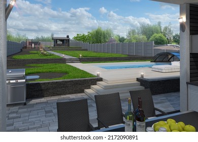 Views Across Outdoor Living Area, Terrace Outlook 3D Rendering