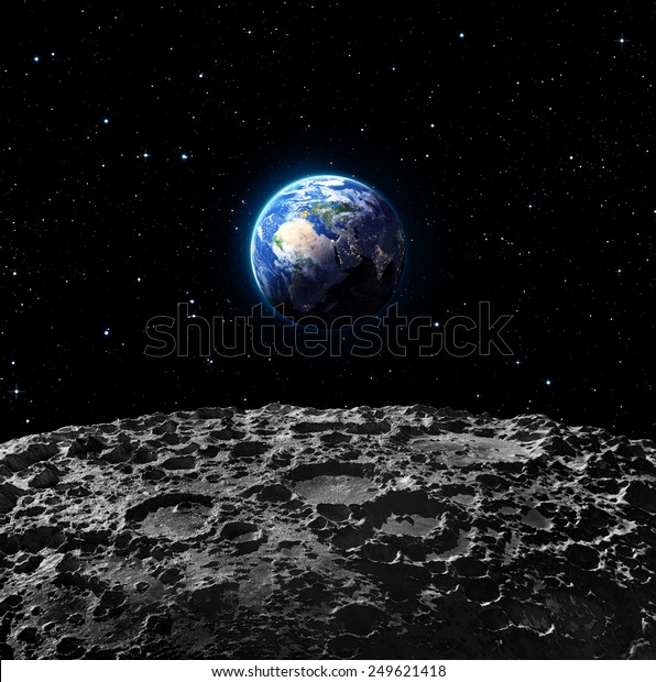 Views of Earth from the moon surface - Europa map\
furnished by NASA