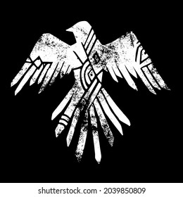 Viking symbol bird crow white
