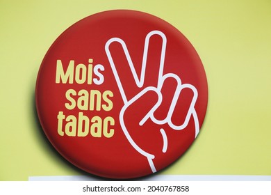 Villefranche, France - November 14, 2018: Month without tobacco sign called mois en tabac in french language