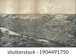 A vintage 1881 pictorial map of Amsterdam, New Yorkin the United States