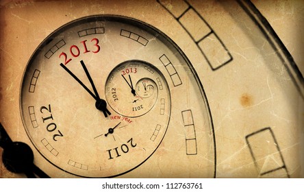 Vintage 2013 new year concept.  Infinity spiral with numbers.