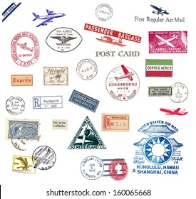 Vintage Airmail Labels And Stamps