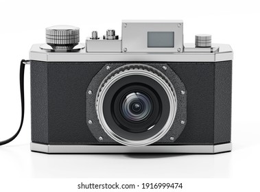 Vintage analogue SLR camera isolated on white background. 3D illustration.