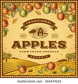 Retro Apples Poster Fully Editable Vector Stock Vector (Royalty Free ...