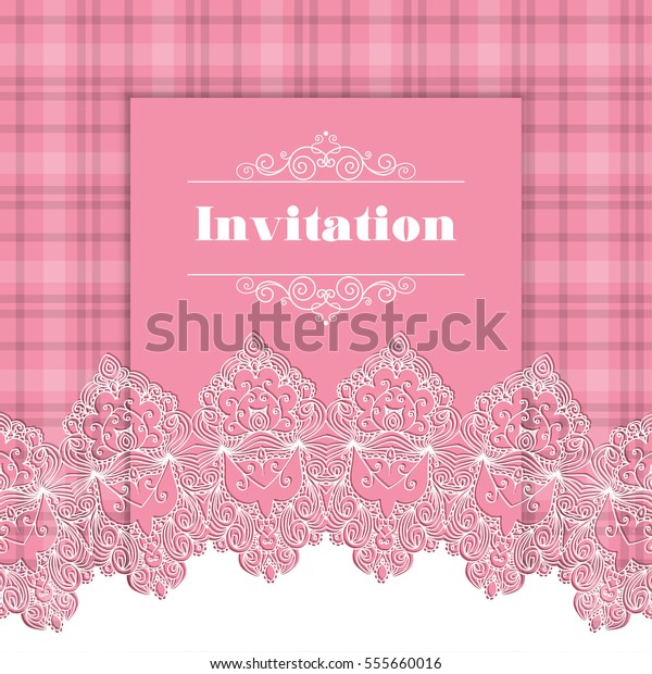 Vintage background ornamental
lace border. Greeting card or invitation template.
Illustration.