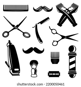 vintage barber icon set isolated on a white background - Powered by Shutterstock