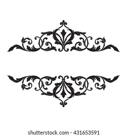 Vintage Baroque Frame Scroll Ornament Engraving Stock Vector (Royalty ...