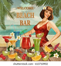 Vintage Beach Bar Poster.