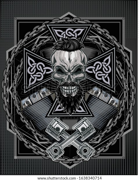 Vintage Biker Skull\
Emblem. Motorcycle\
club