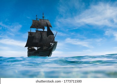 Pirate Ship Ocean 3d Scene Stock Illustration 359987558