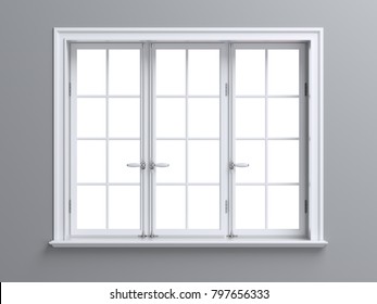 Vintage Blank Window Inside Room. 3d Illustration