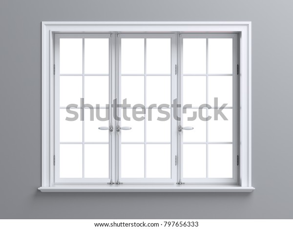 部屋の中のビンテージ空白の窓 3dイラスト のイラスト素材
