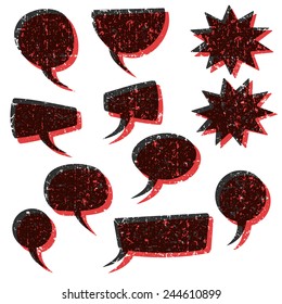  Vintage Blurb Or Speech Bubbles. Black And Red On White