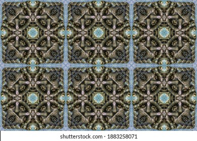 Vintage Bronze Forging And Blue Marble Tiles