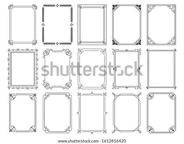 飾り枠 レトロな装飾枠 ビンテージ長方形の装飾 装飾的な境界 装飾的なウエディングフレーム アンティーク美術館の絵の境界 デコディバー 分離型アイコンベクター画像セット のベクター画像素材 ロイヤリティフリー Shutterstock