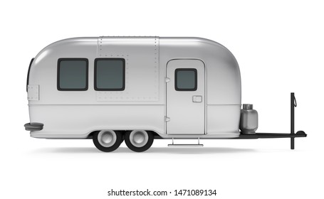 Vintage Camper Trailer Isolated. 3D Rendering