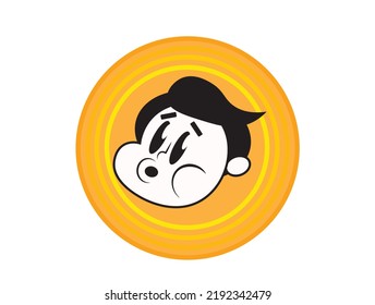 Vintage Cartoon Mascot Of A Whistling Boy, Sweet Tooth, 1940's Style  Illustration, Fast Food, Bakery Logo, Sticker Label Design