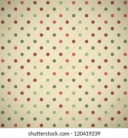 Vintage Christmas Card Background With Polka Dots, Raster Version
