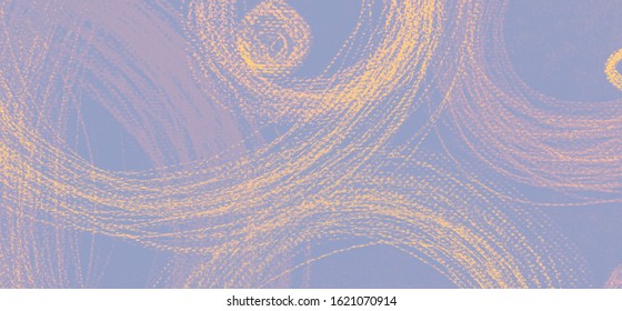 Vintage Circular Confetti. Violet Decorative Circle Background. Artistic Scribble Surface. Hand Drawn Ball Print. Grunge Circular Painting. Artistic Scribble Texture. Retro Circular Elements.