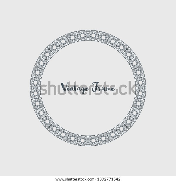 Vintage circular frame of mosaic border.\
Retro design elements and filigree\
decorations