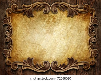 vintage classical frame on wooden background