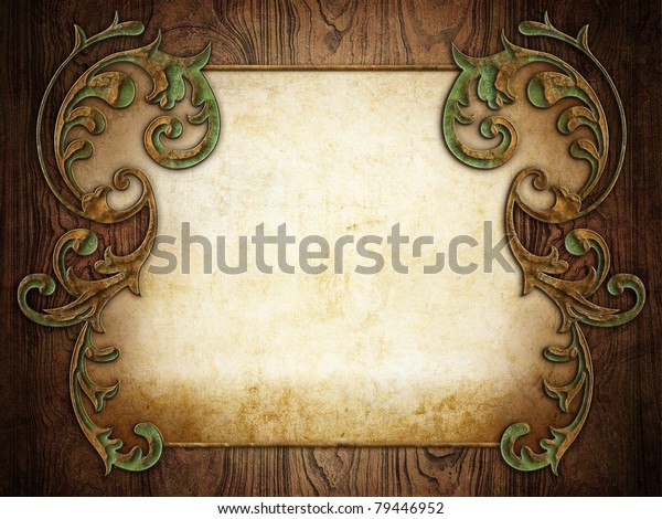 Vintage Classical Frame On Wooden Background Stock Illustration ...