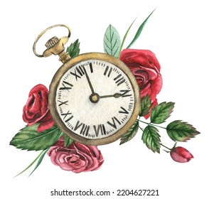 Vintage clock and red