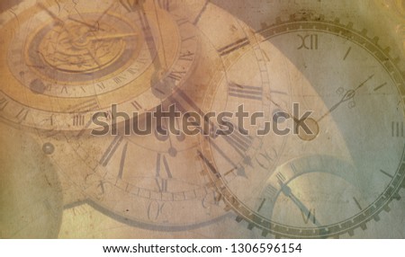 Vintage clock steampunk frame background, watches, cogs, gears, old retro