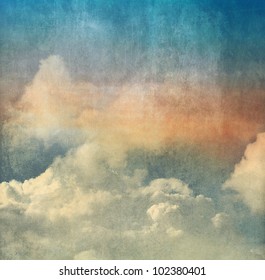 Vintage Color Background, Sky And Clouds