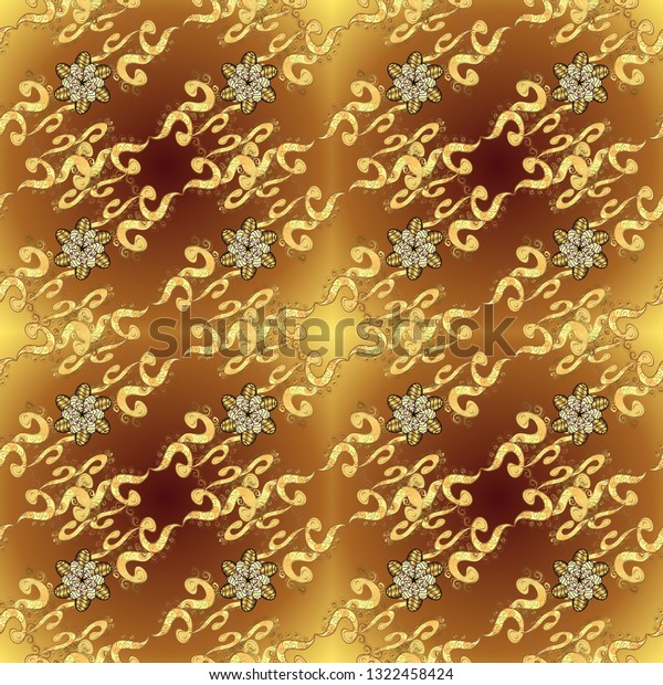 Vintage colorful patterns. Seamless pattern in\
Baroque style. Beautiful pattern for Wallpapers, packaging.\
Graceful, delicate ornamentation in the Rococo style. Patterns on\
brown and yellow\
colors.