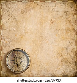 Vintage Compass And Nautical Map