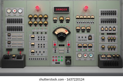 Vintage Control Room Background Concept 3D Illustration