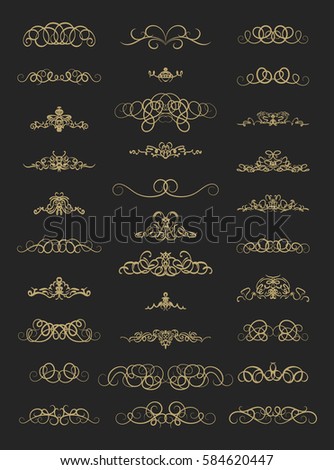 Vintage decor elements and wicker lines in raster. Decoration for logos, page, wedding album or restaurant menu in set. Calligraphic design elements