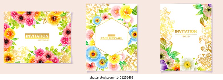 Vintage delicate greeting invitation card template design with flowers - Shutterstock ID 1401256481