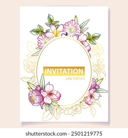 Vintage delicate greeting invitation card template design with flowers for wedding, marriage, bridal, birthday, Valentine's day. - Powered by Shutterstock