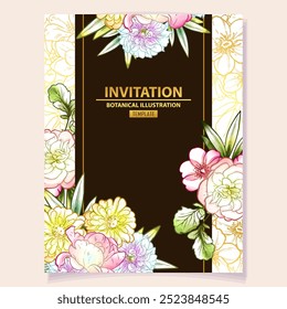 Vintage delicate greeting invitation card template design with flowers for wedding, marriage, bridal, birthday, Valentine's day. - Powered by Shutterstock