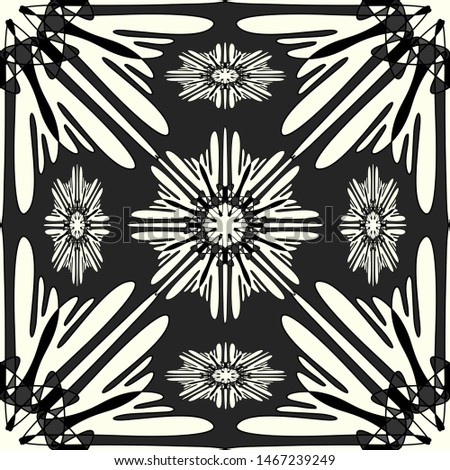Vintage elements. Monochrome beautiful seamless pattern illustration