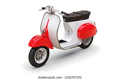 Vintage European Red White Moped On Stock Illustration 1533707192 ...