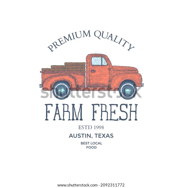 Vintage farm\
food logo. Engraved logo.\
illustration