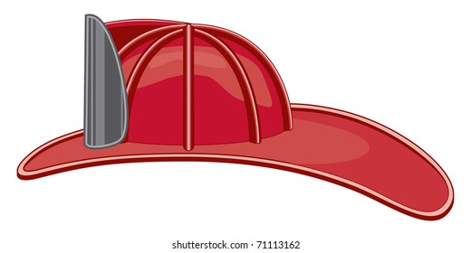 Vintage Firefighter Helmet Or Fireman Hat Illustration.