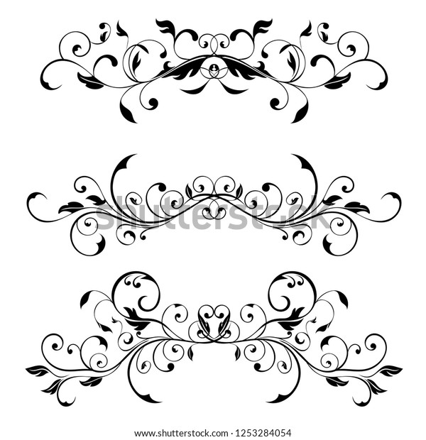 Vintage floral dividers.\
Decorative ornaments. Illustration isolated on white background.\
Raster version
