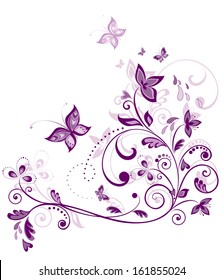 Tarjeta violeta floral vintage