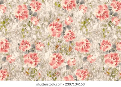 vintage flower seamless pattern with metallic color ground digital textile print design
