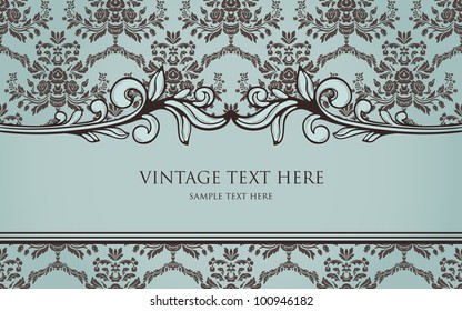 Vintage frame on damask seamless background. Could be used for invitation, certificate or diploma - Powered by Shutterstock