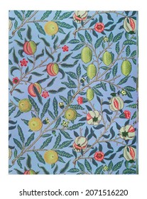 Vintage Fruit Illustration Wall Art Print And Poster Design Remix From The Original Artwork By William Morris.