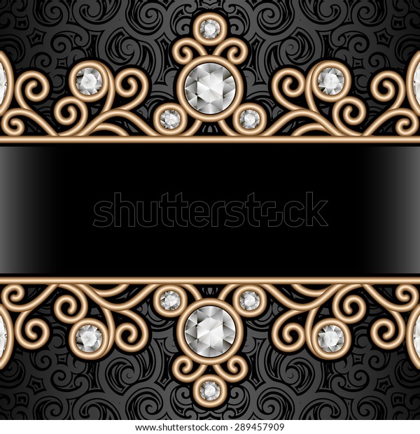 Vintage gold background, jewelry frame with\
seamless borders, raster\
illustration