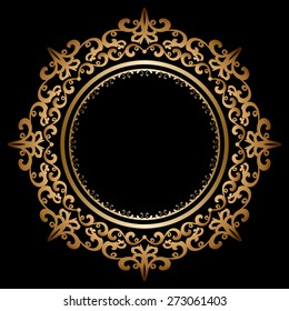 Vintage Gold Circle Frame On Black Stock Illustration 273061403 ...