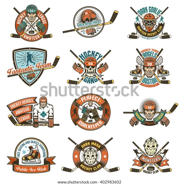 Vintage Hockey Logos Teams Leagues Competitions Stock Illustration ...