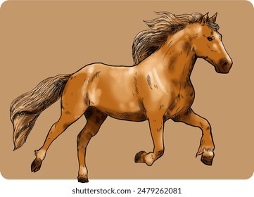 A vintage horse illustration features detailed, realistic 19th or early 20th-century artistry.  - Powered by Shutterstock